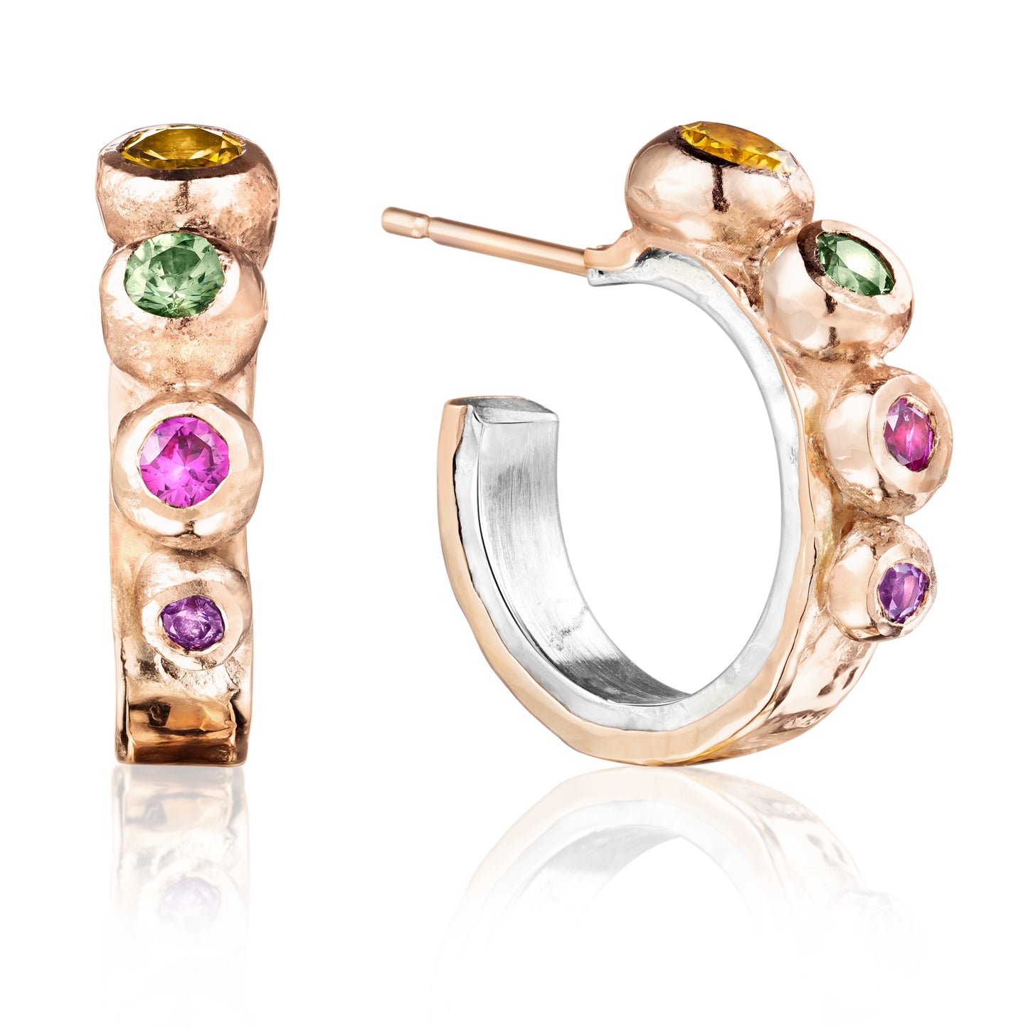 Rainbow Sapphire Hoops