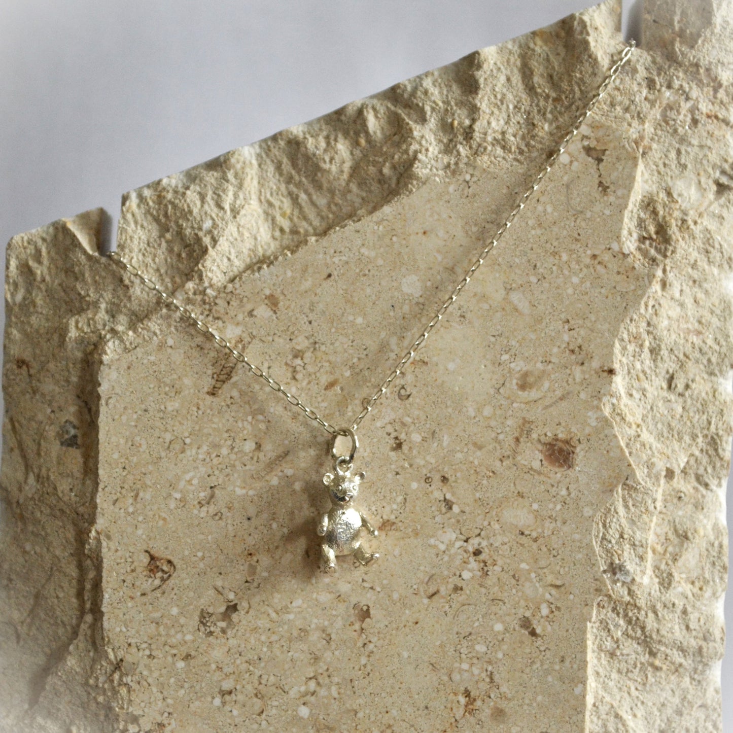 Silver Teddy bear Charm Necklace