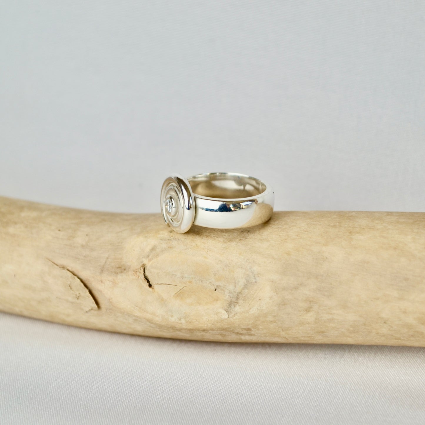 Silver Diamond Spiral Ring