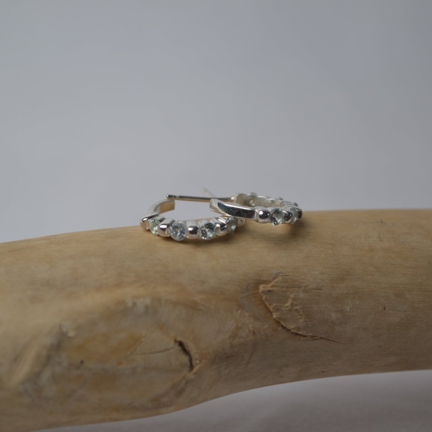 Green Beryl Sterling Silver Hoops