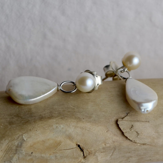 Double Pearl Drop Earrings