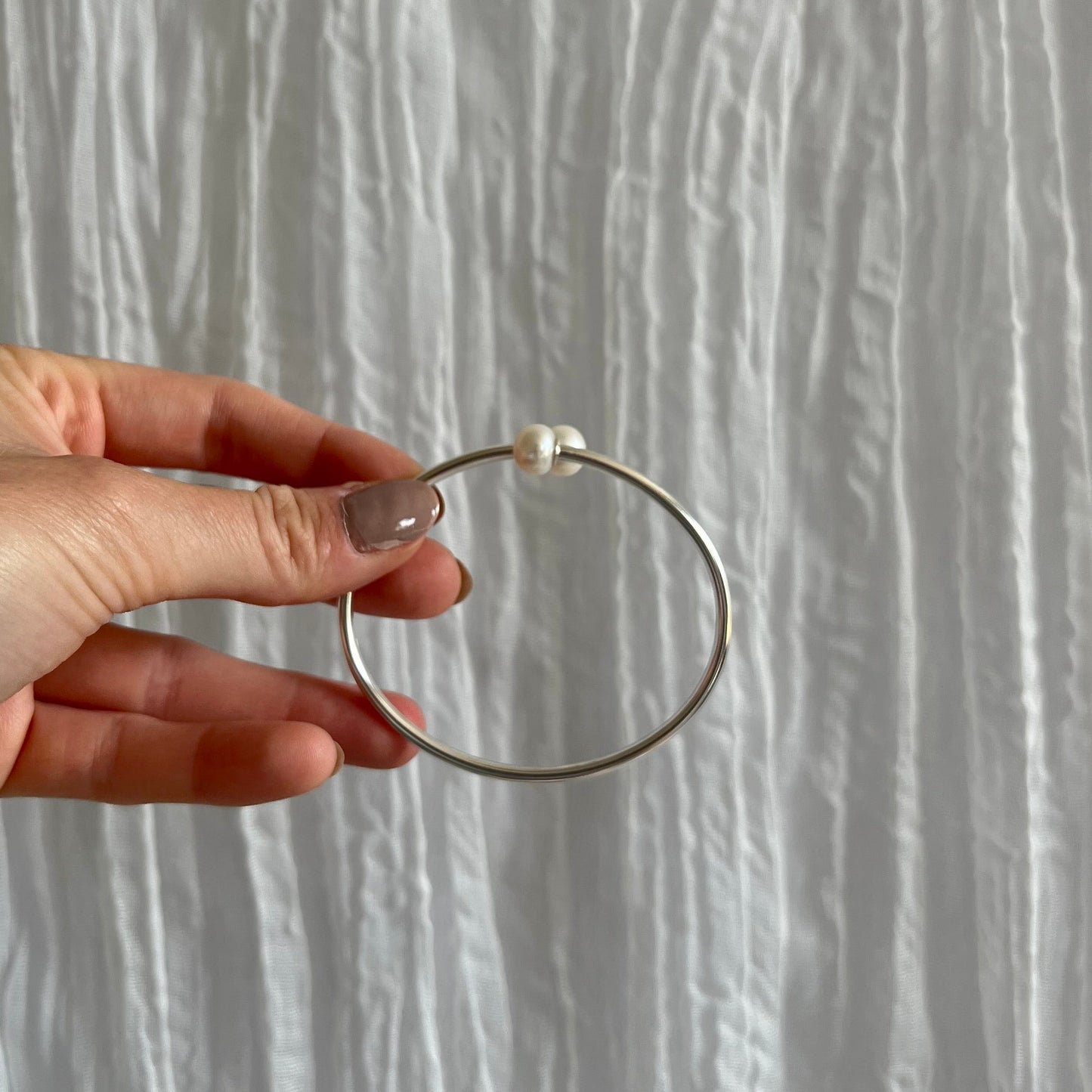 Silver & Freshwater Pearl Bangle