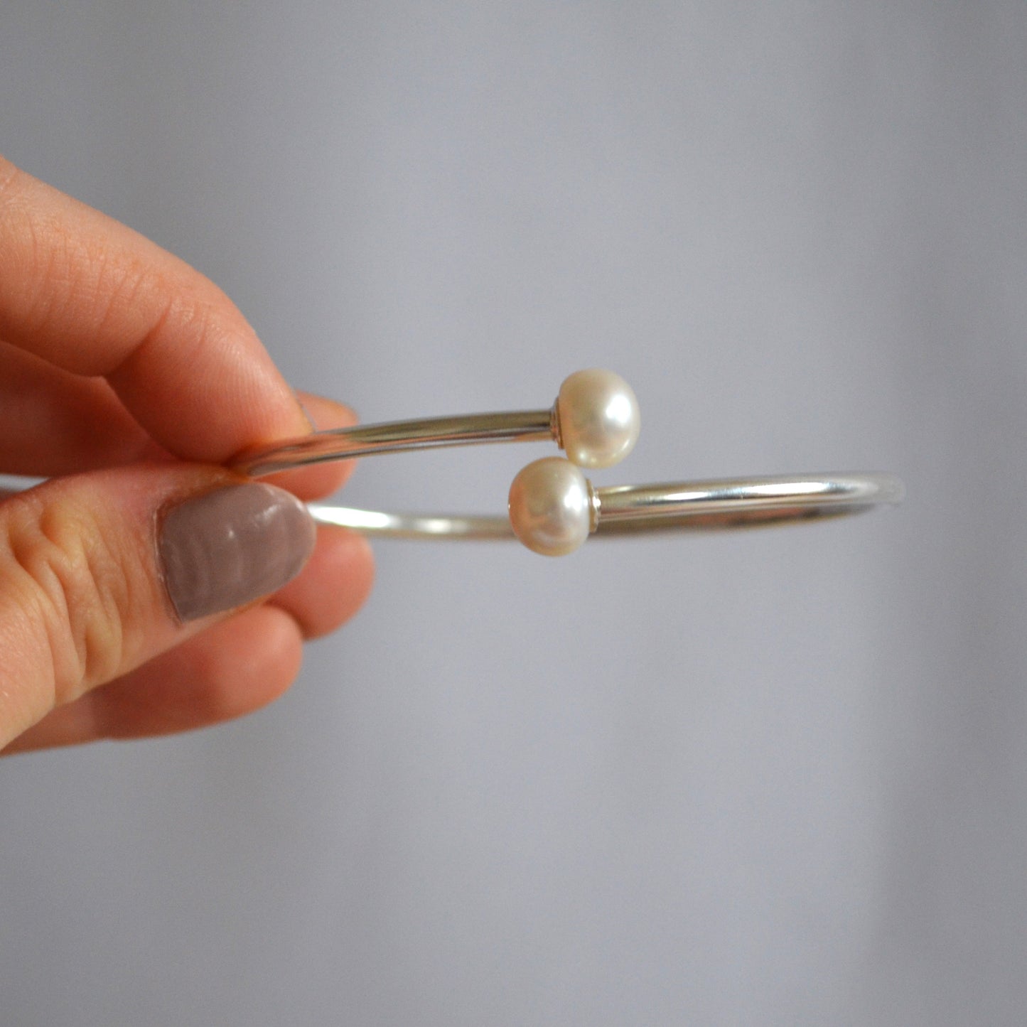 Silver & Freshwater Pearl Bangle