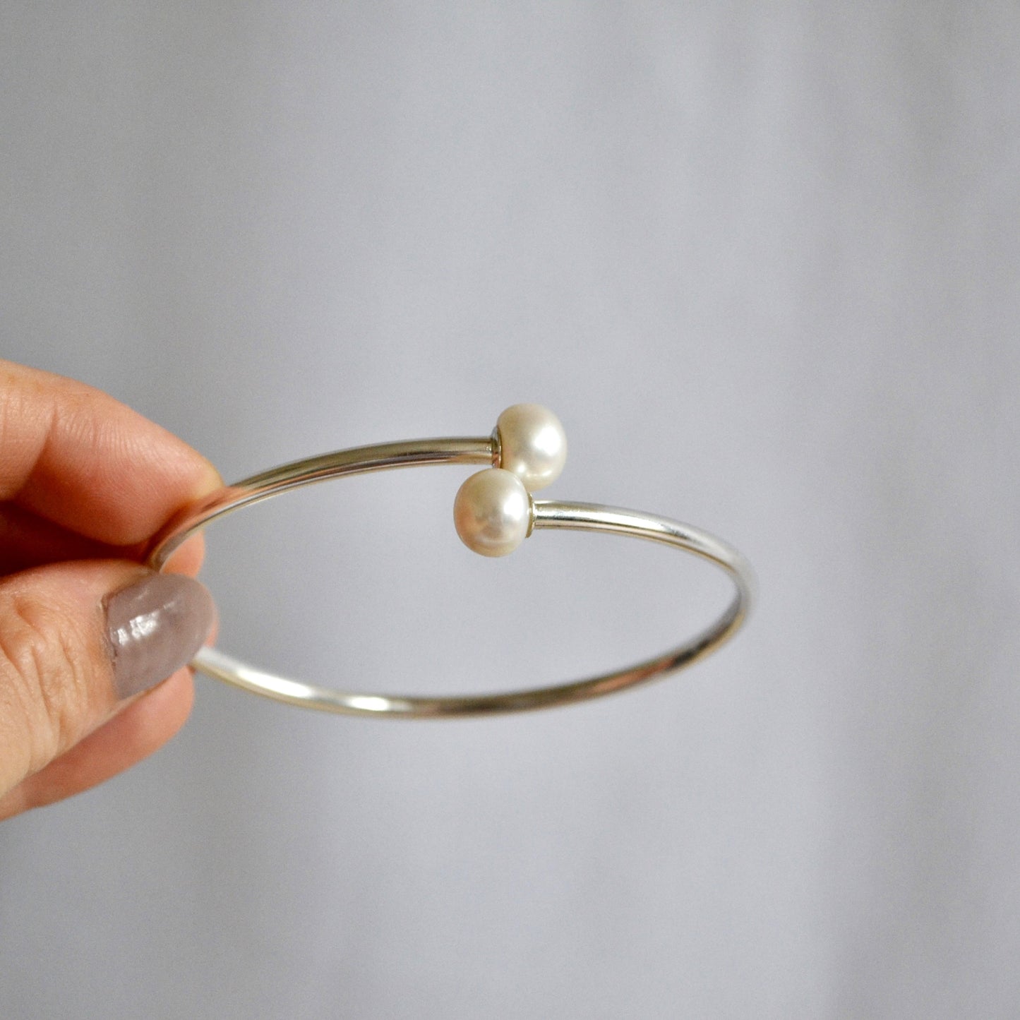 Silver & Freshwater Pearl Bangle