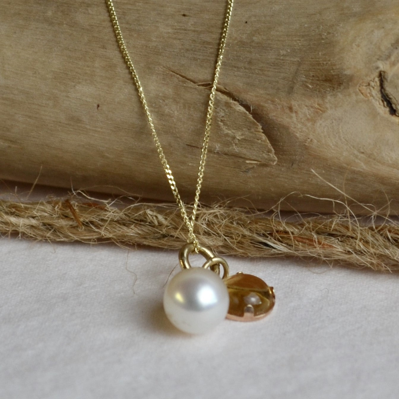 Citrine and Teardrop Pearl Gold Pendant