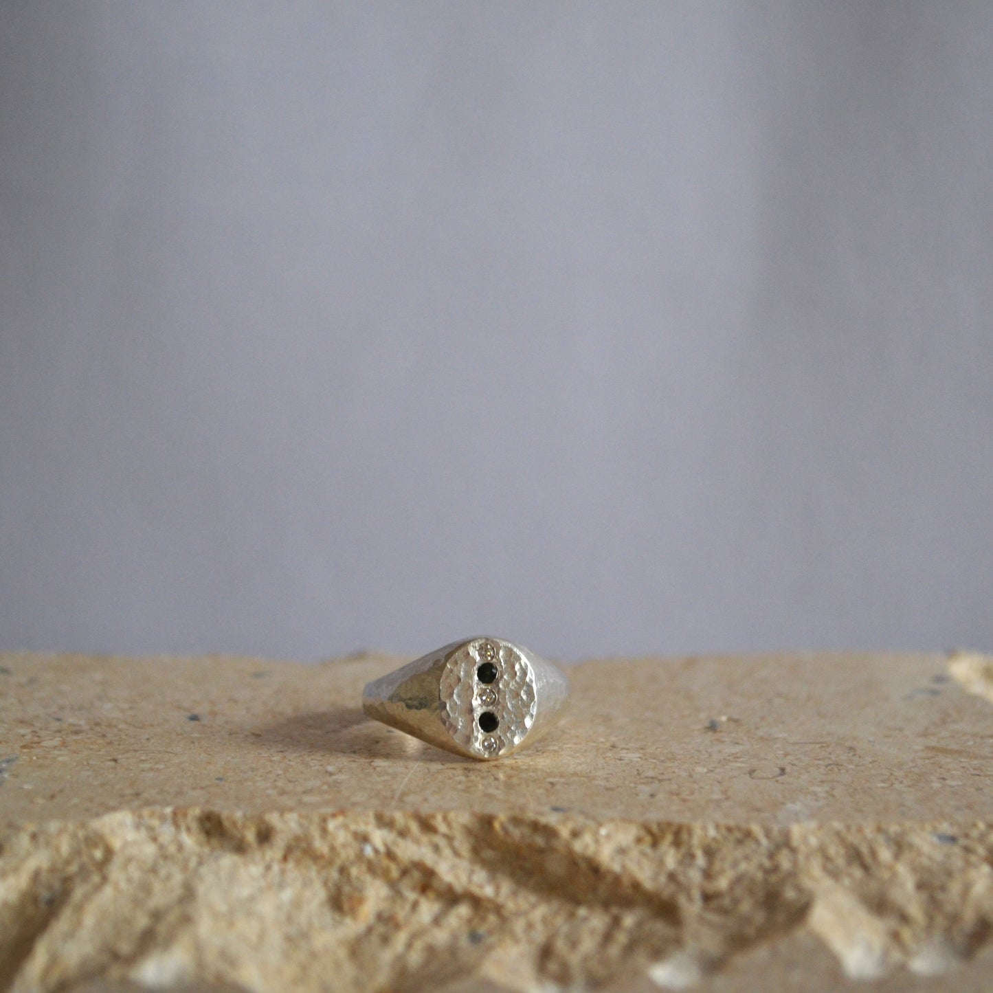 Silver Diamond & Tourmaline Signet Ring