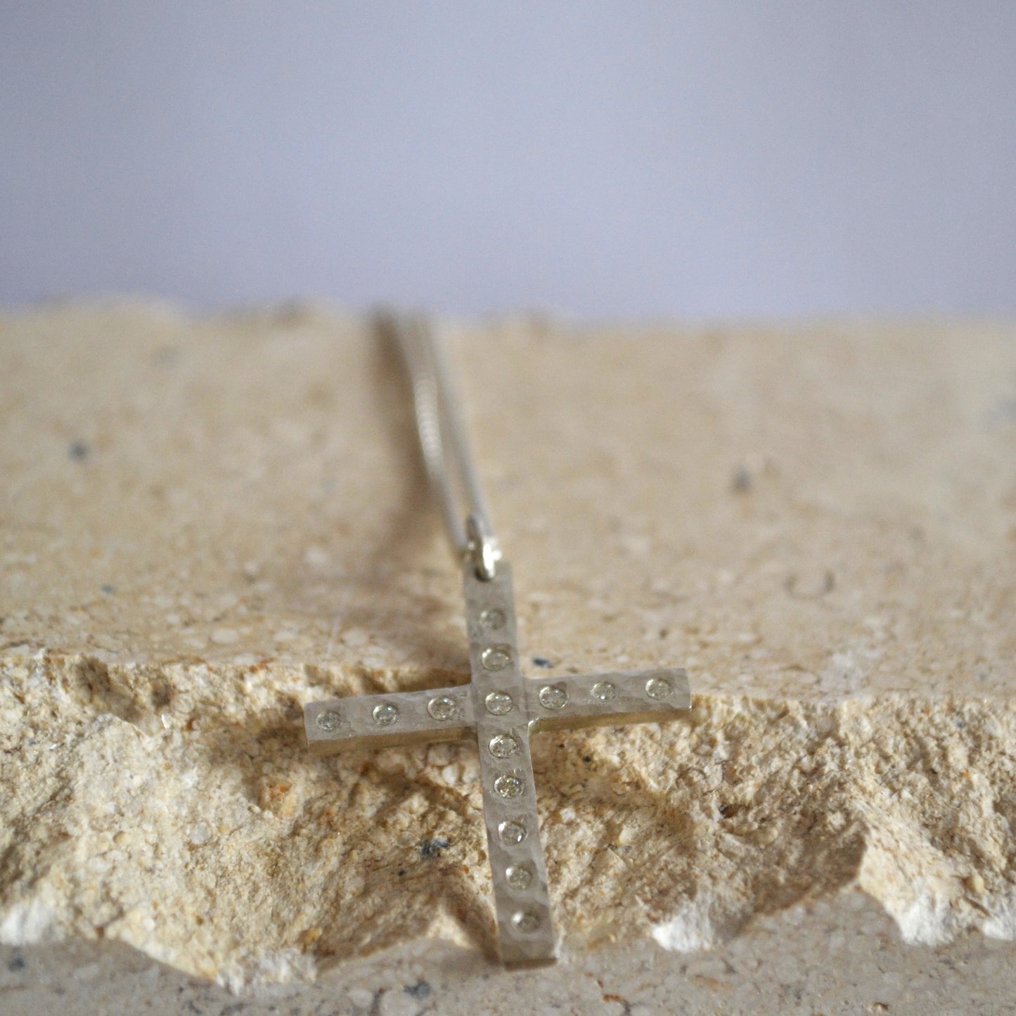 Silver Diamond Cross Necklace