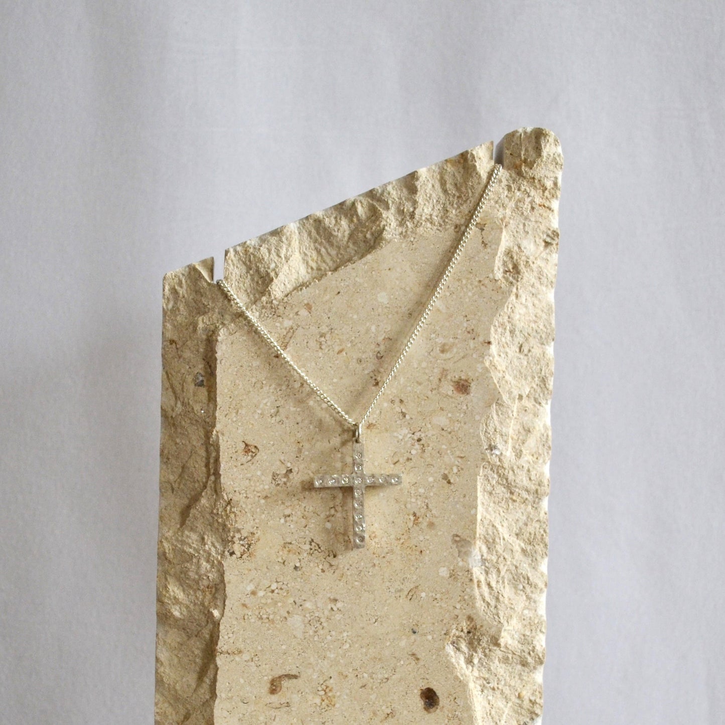 Silver Diamond Cross Necklace