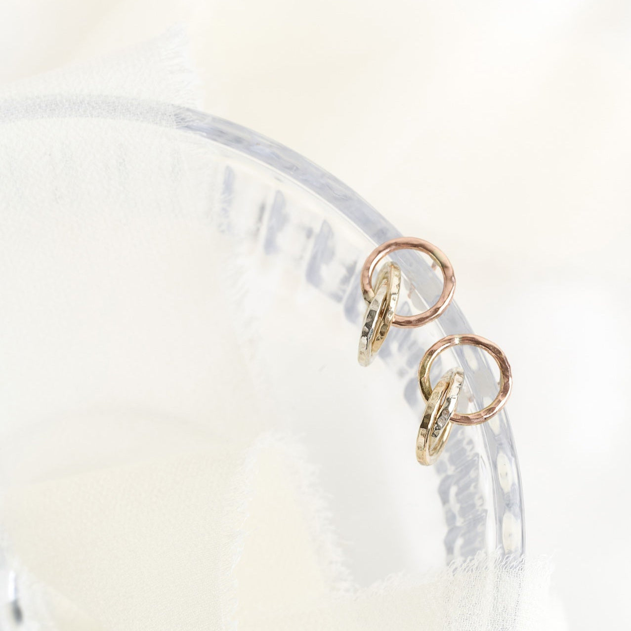 Tricolour Gold Circle Earring & Necklace Set