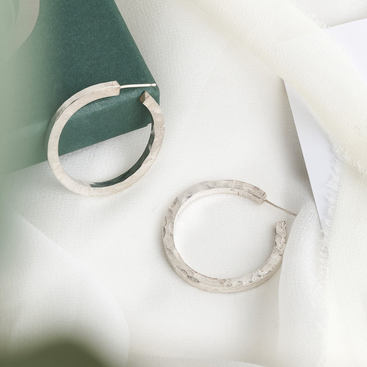 Textured Silver Statement Hoops