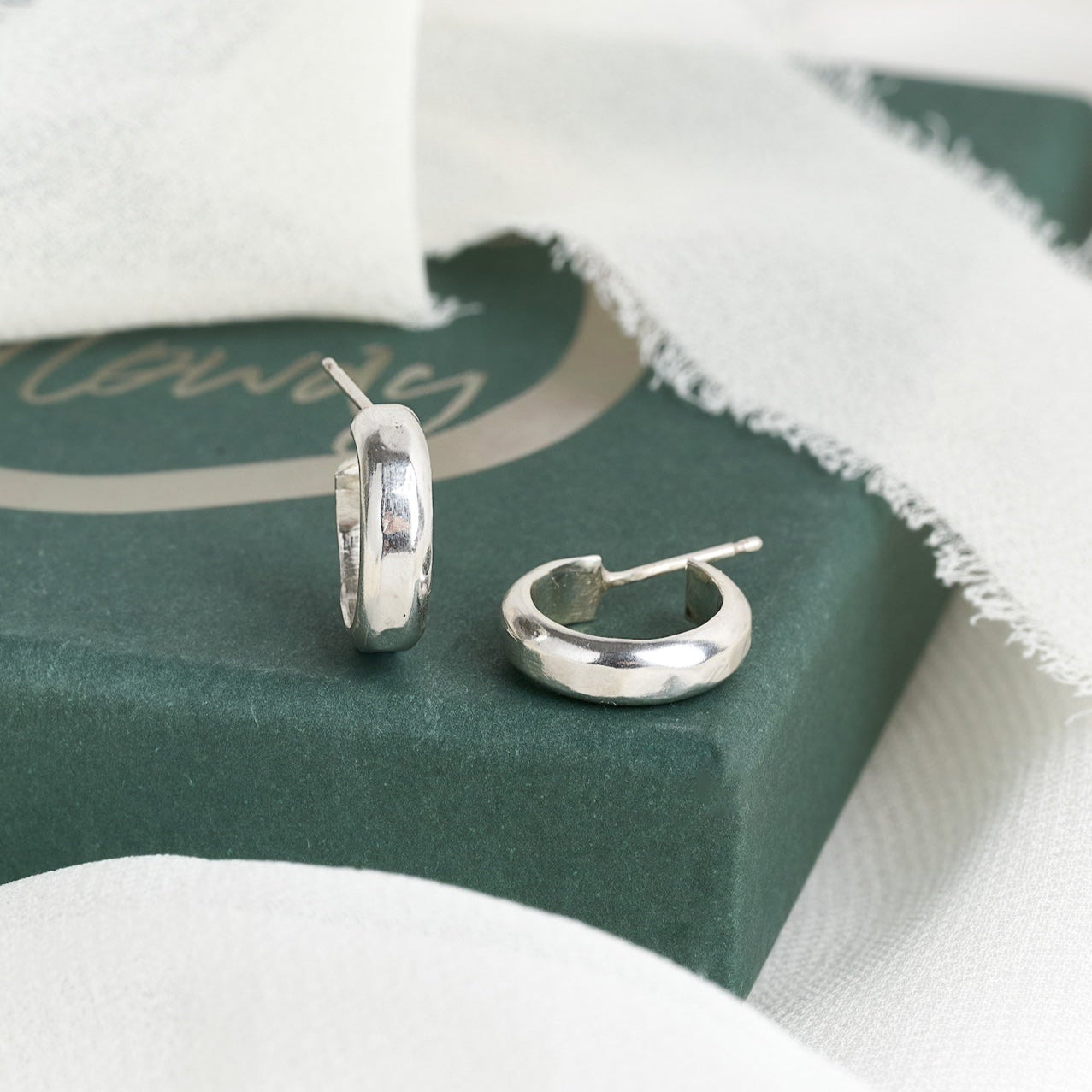 Petite Silver Curved Hoops