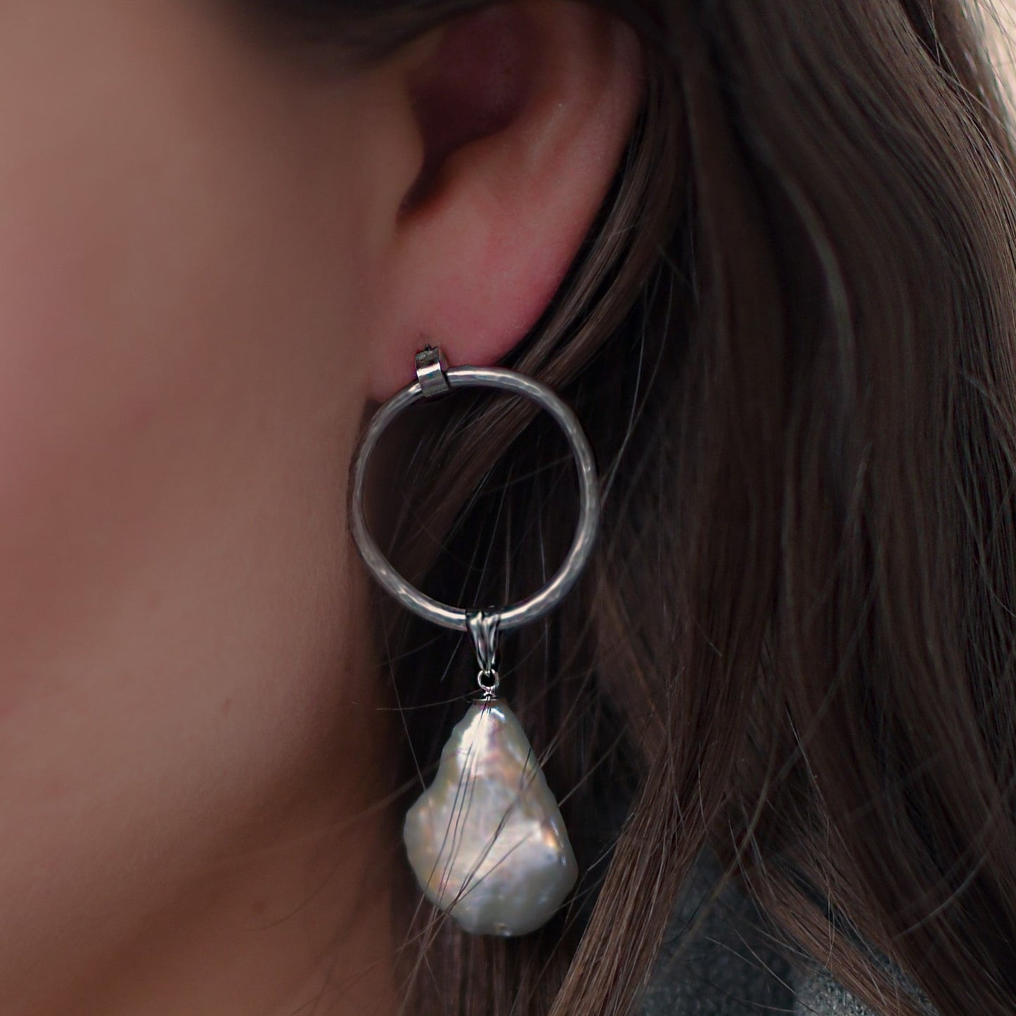Silver Baroque Pearl Earrings