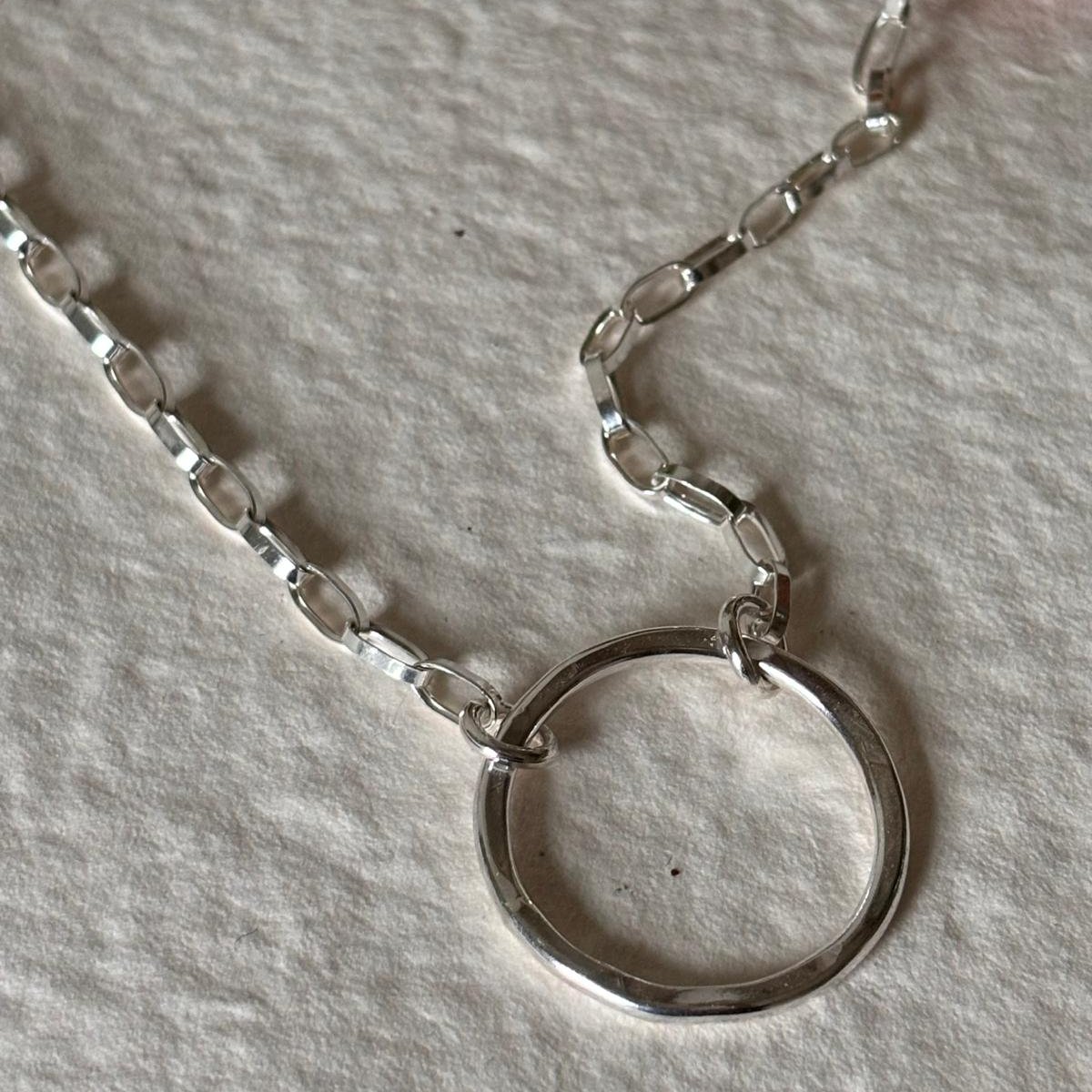 Flat Silver Circle Necklace