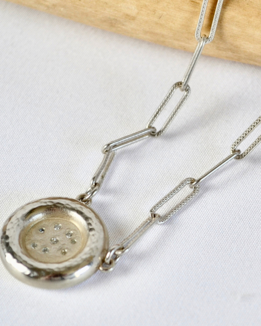 Chunky Silver Diamond Necklace