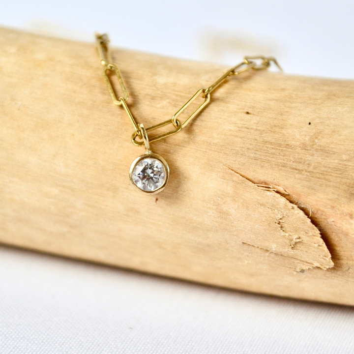 Gold Diamond Solitaire Necklace