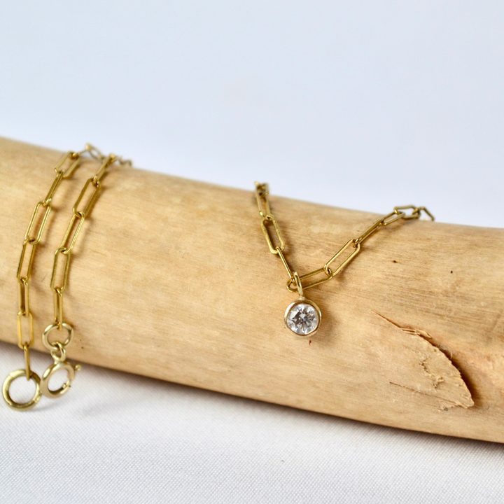 Gold Diamond Solitaire Necklace