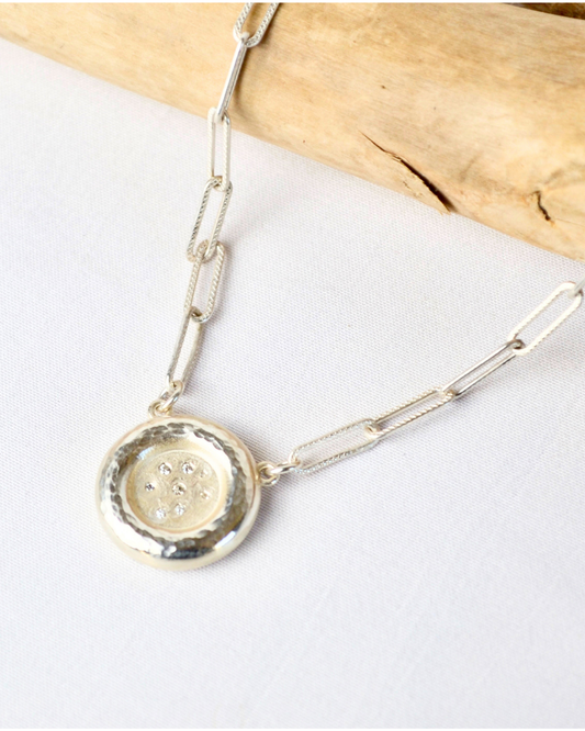 Chunky Silver Diamond Necklace