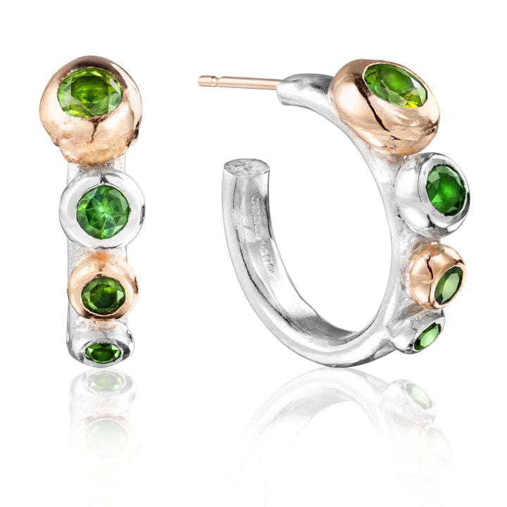 Green &amp; Gold Tourmaline Hoops