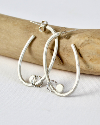 Oval Link Silver Hoops
