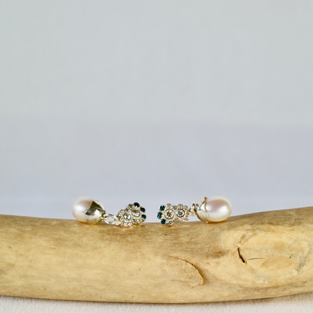 Topaz Pearl Drop Earrings
