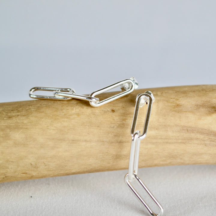 Silver Paperclip Drop Earrings