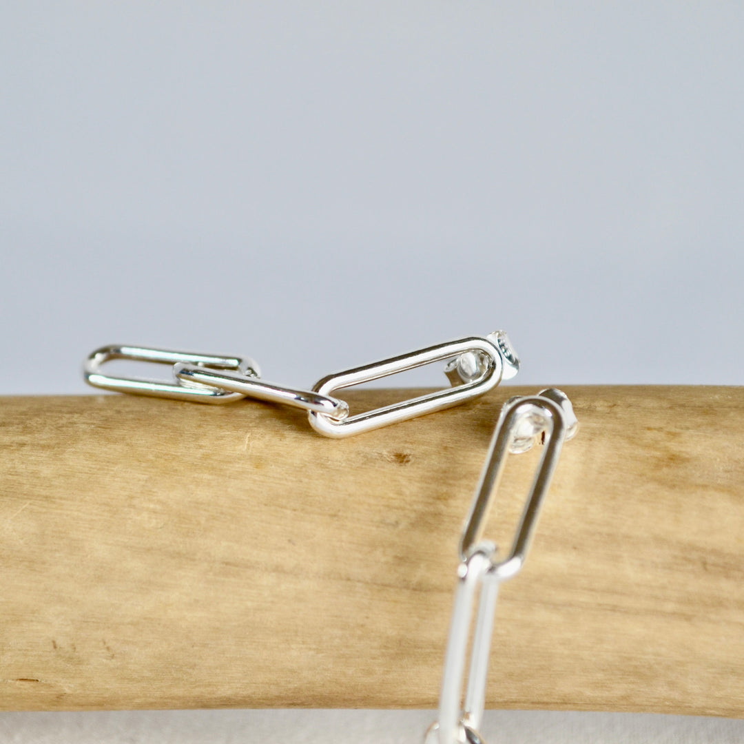Silver Paperclip Drop Earrings