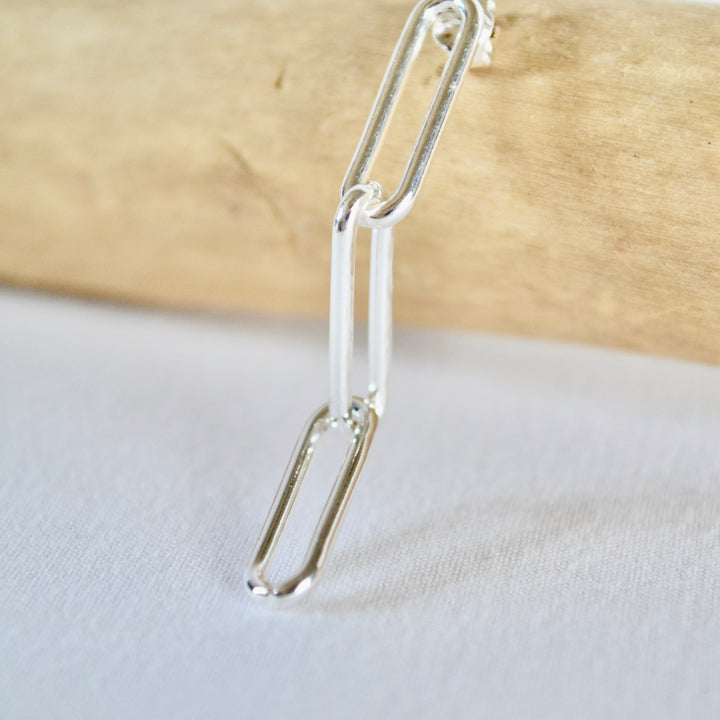 Silver Paperclip Drop Earrings