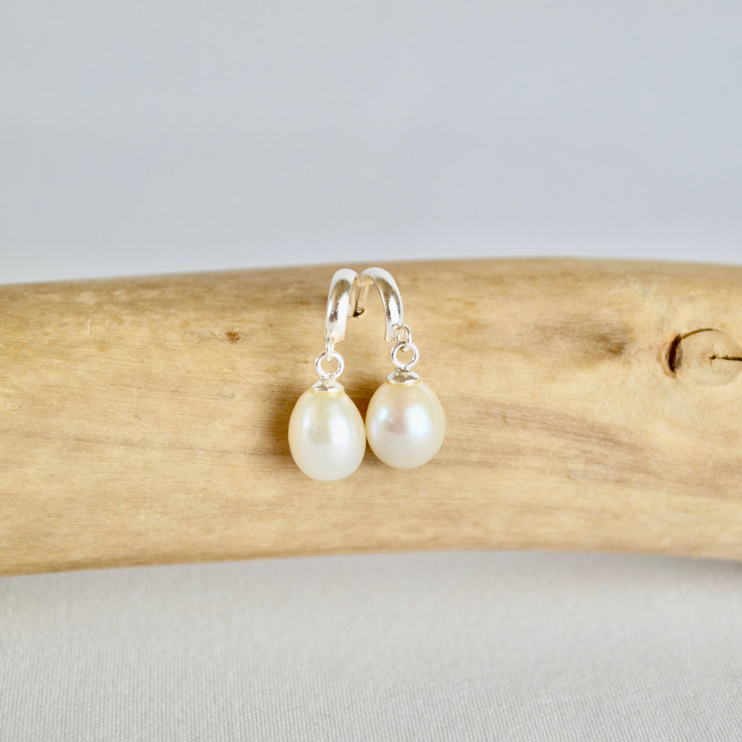 Teardrop Pearl Drop Hoops