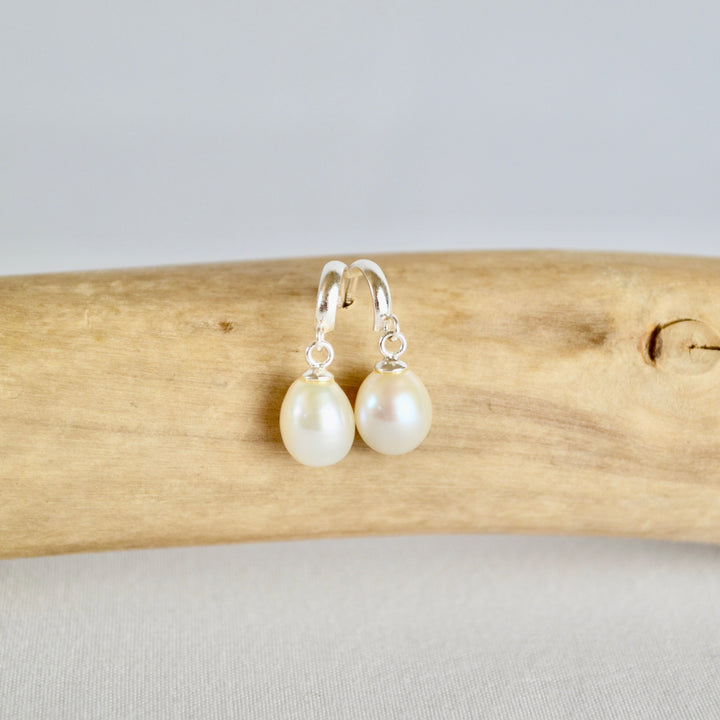 Teardrop Pearl Drop Hoops
