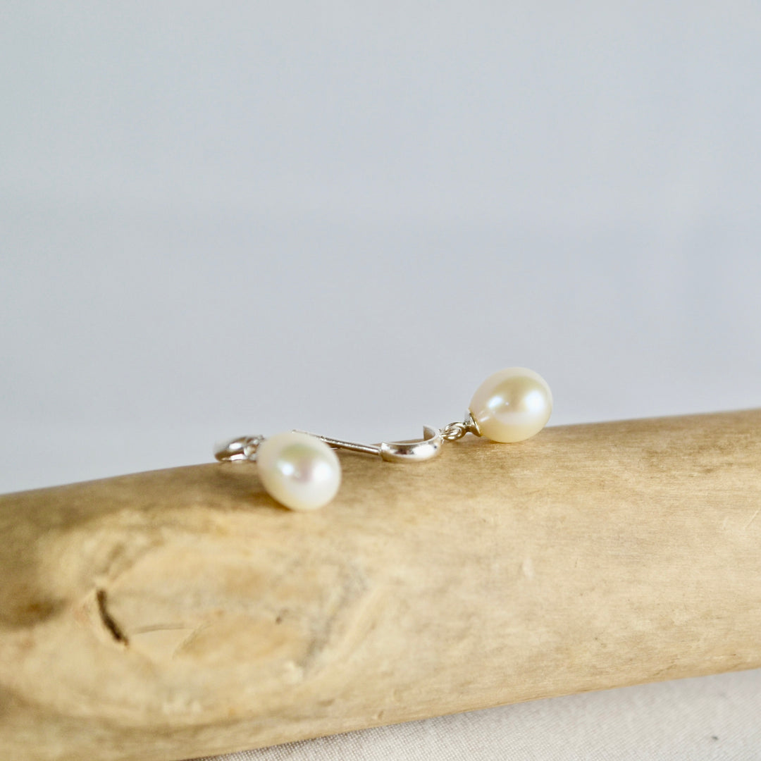 Teardrop Pearl Drop Hoops