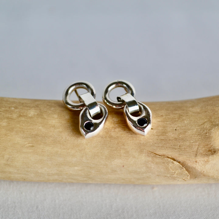 Tourmaline &amp; Silver Doughnut Earrings