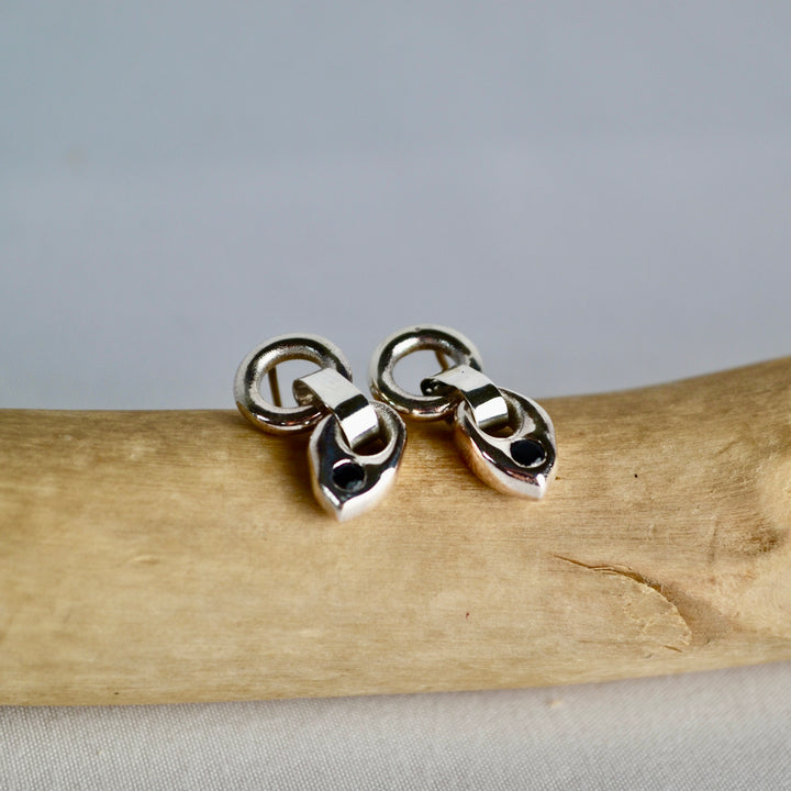 Tourmaline &amp; Silver Doughnut Earrings