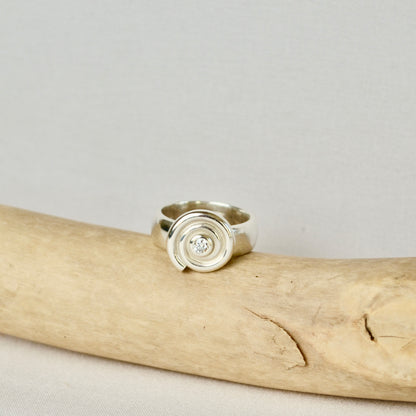 Silver Diamond Spiral Ring