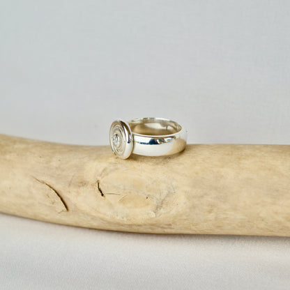 Silver Diamond Spiral Ring