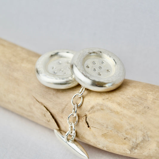 Chunky Circle Diamond Cufflinks
