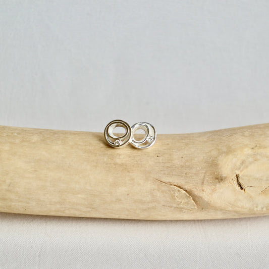 Classic Silver Diamond Studs