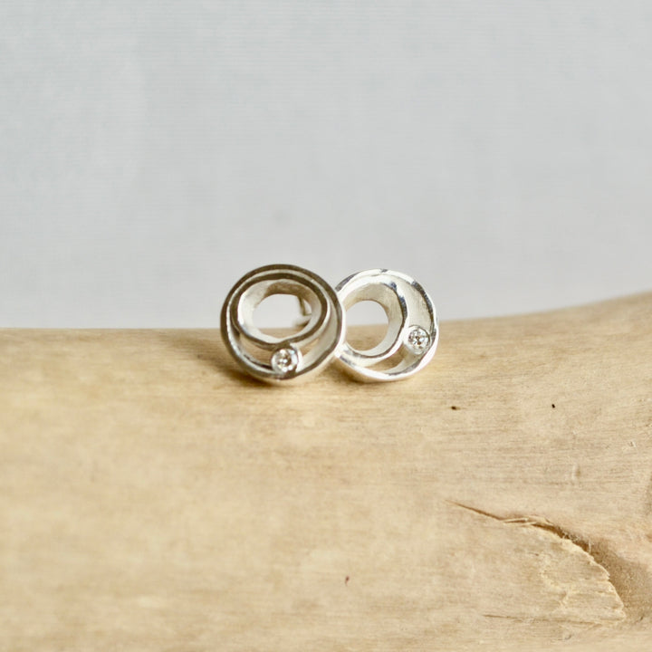 Classic Silver Diamond Studs