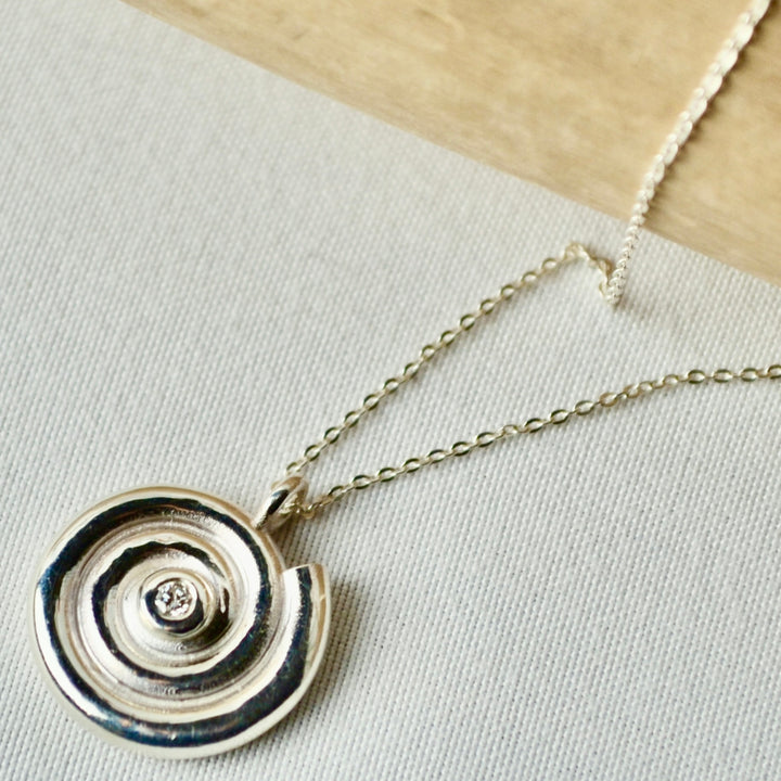 Silver Diamond Spiral Necklace