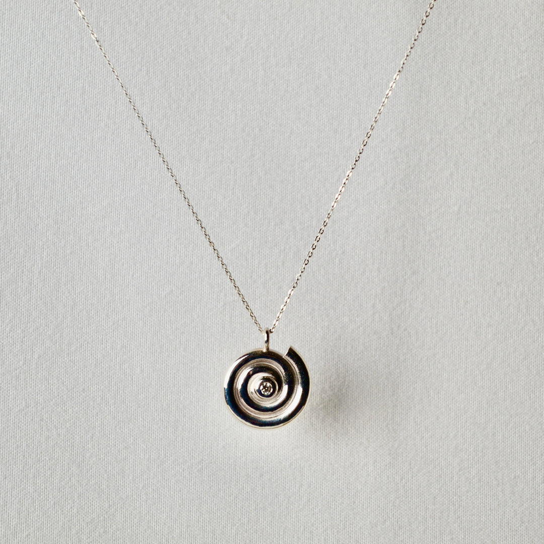 Silver Diamond Spiral Necklace
