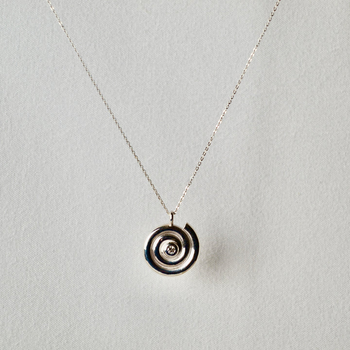 Silver Diamond Spiral Necklace