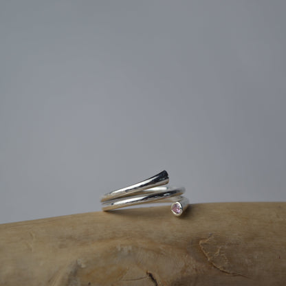 Pink Tourmaline Sterling Silver Heart Wrap Ring