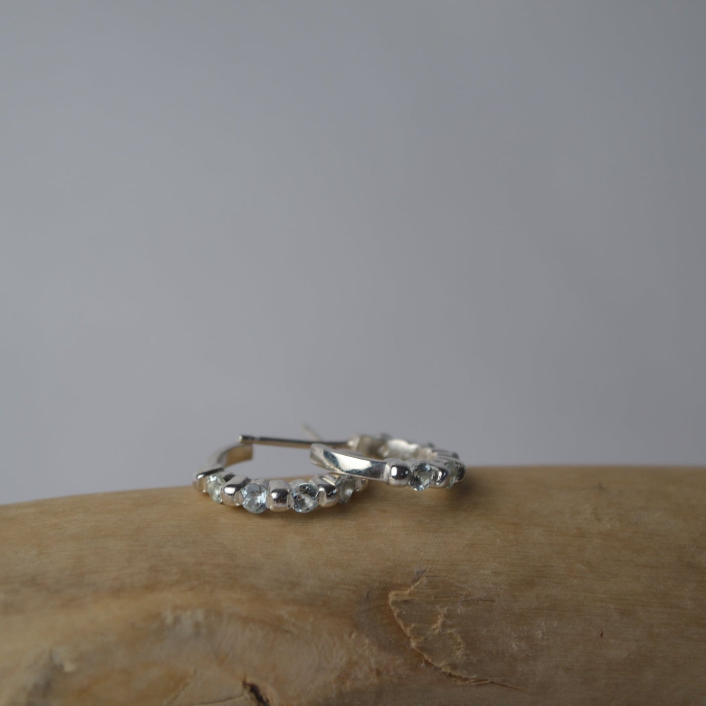 Green Beryl Sterling Silver Hoops