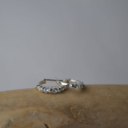 Green Beryl Sterling Silver Hoops