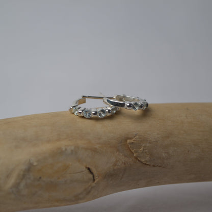 Green Beryl Sterling Silver Hoops