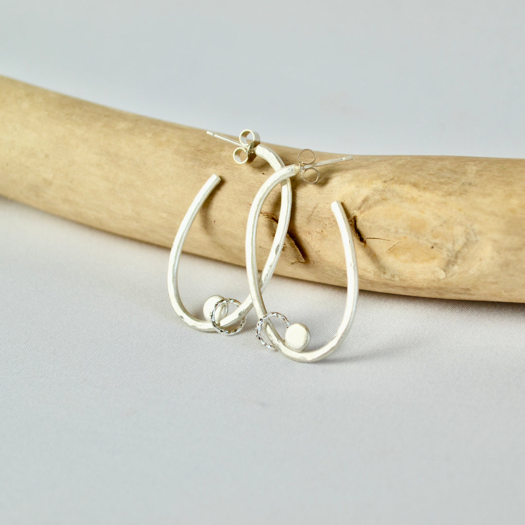 Oval Link Silver Hoops