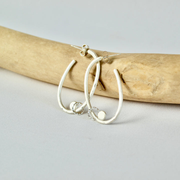 Oval Link Silver Hoops
