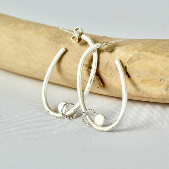 Oval Link Silver Hoops