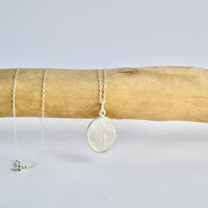 Silver Oval St. Christopher Necklace