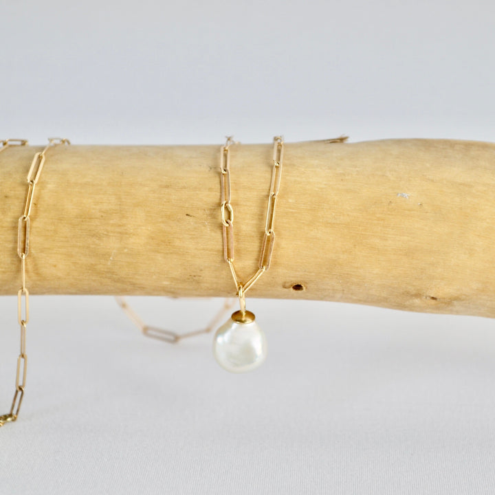Keshi Pearl Necklace in Gold