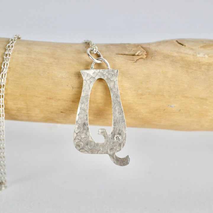 Diamond and Silver Letter Pendant